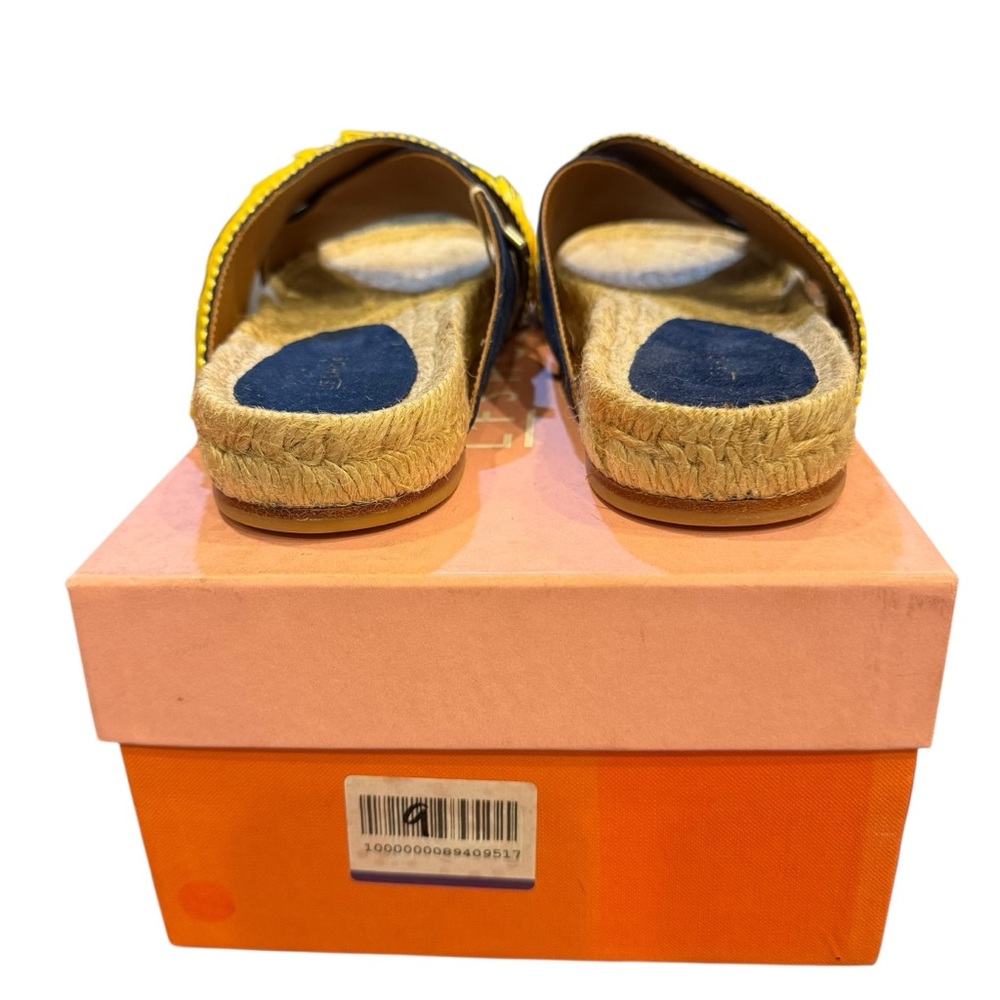L’F Shoes Made in Spain Slide Sandals in Navy Yellow and Silver Sz 39 - Picture 9 of 11